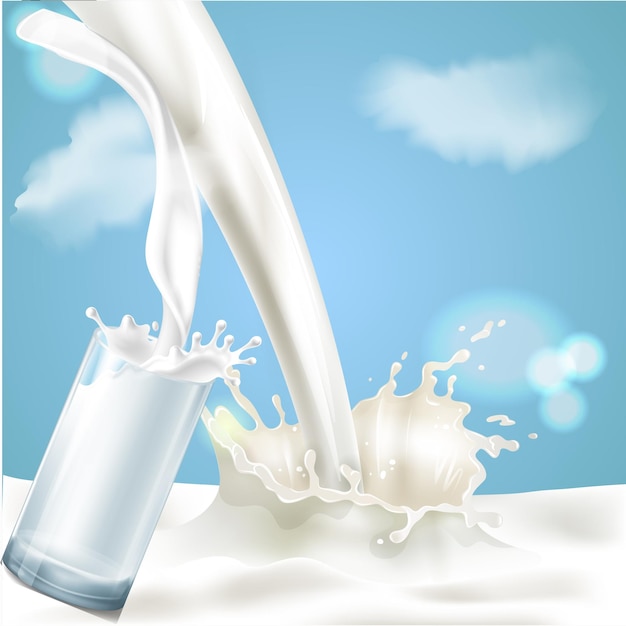 Pouring milk with splash ad poster