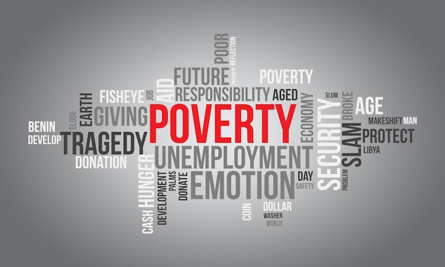 Poverty world cloud background Educational awareness Vector illustration design concept