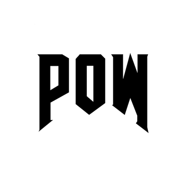 POWのロゴデザイン 黒と白のカラーコンビネーション POWのレターデザイン POWのアイコン POWのアルファベット POWのタイポグラフィー LOGOデザイン