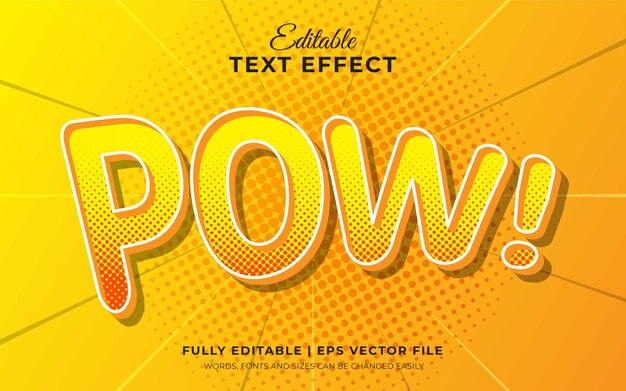 Pow pop art comic cartoon 3d editable text effect style