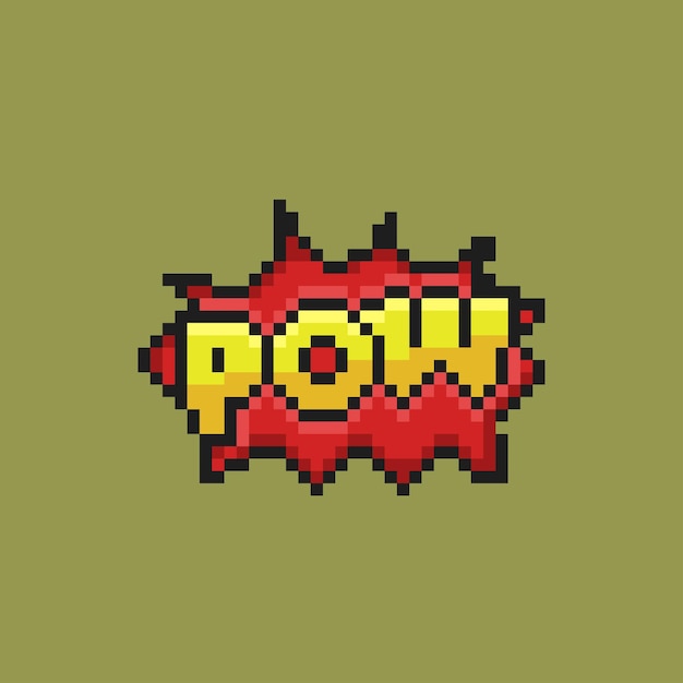 pow text in pixel art style