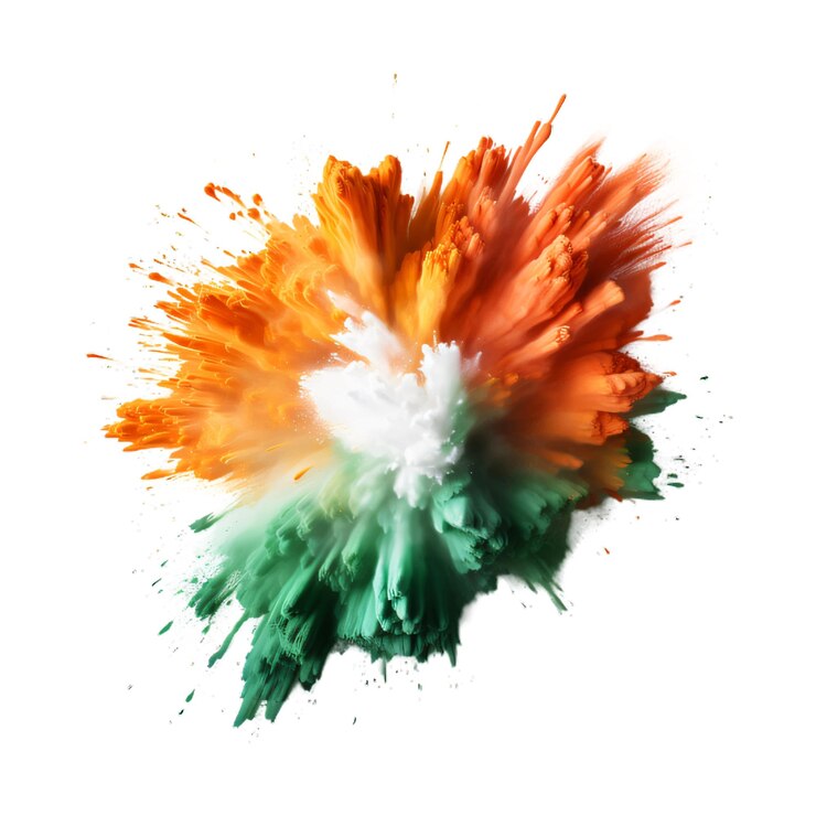 Vector powder explosion splash of paint in india or ireland flag color