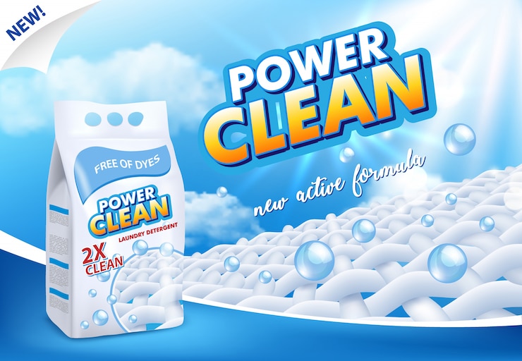 Vector powder laundry detergent advertising 
