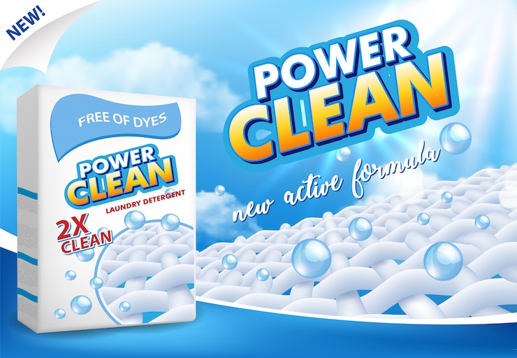Vector powder laundry detergent advertising 
