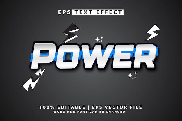 Vector power 3d editable text effect