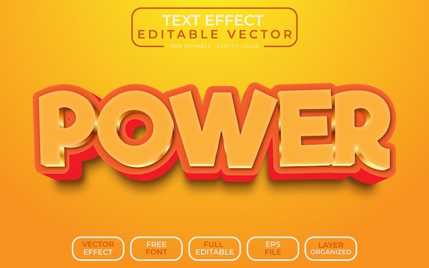 Power 3D-teksteffect EPS-vectorbestand