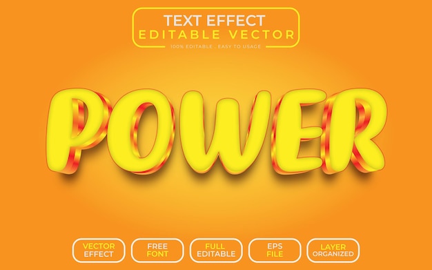 Vector power 3d text effect editable eps vector file