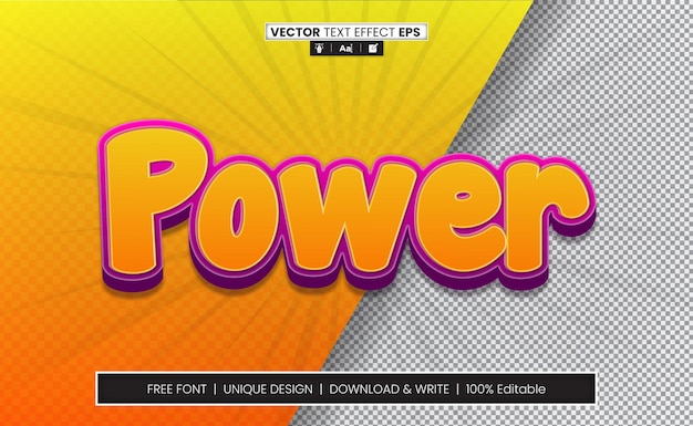 Power 3D Text Effect Fully Editable