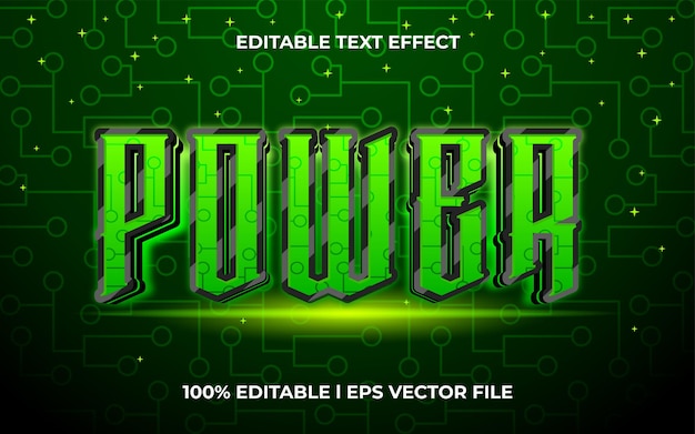 мощный 3d текстовый эффект с кибер-темой. зеленый типографский шаблон для современного заголовка