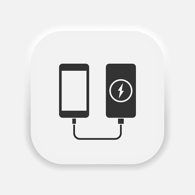 Power bank charges smartphone vector icon in neumorphism style vector eps 10