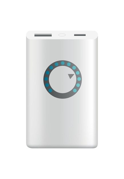 Макет банка питания без USB-кабеля Красочное портативное зарядное устройство Внешний аккумулятор для зарядки с современным дизайном Powerbank изолирован на белом фоне