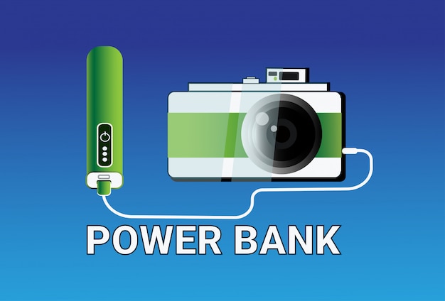 Power Banks Charging Camera Portable Mobile Battery Charger Concept