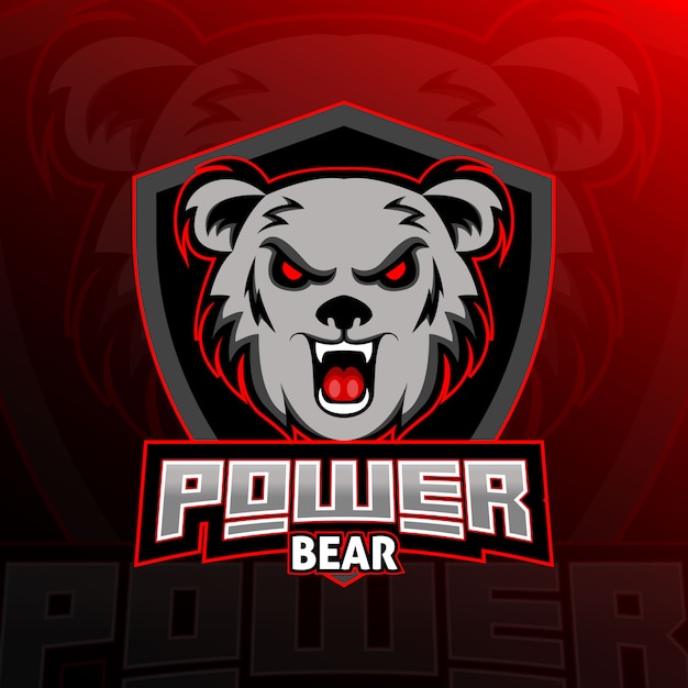 벡터 power bear esport 로고 게임