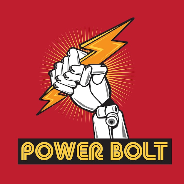 Vector power bolt lighting bolt hold by robotic hand