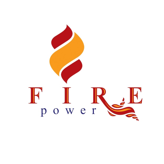 Vettore il potere del fuoco ardente, logo vettoriale dell'elemento naturale da utilizzare nella pubblicità di benzina e gas.