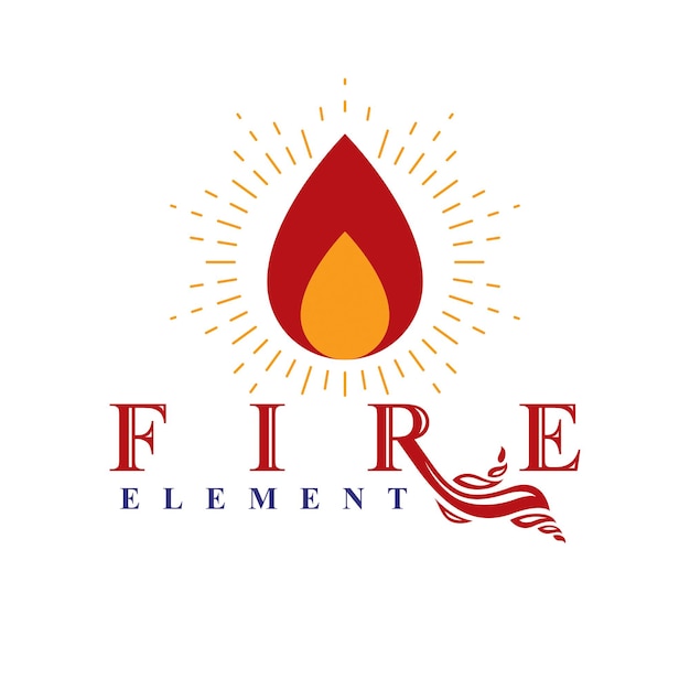 The power of burning flame, fire element abstract vector logo for use as marketing design symbol.