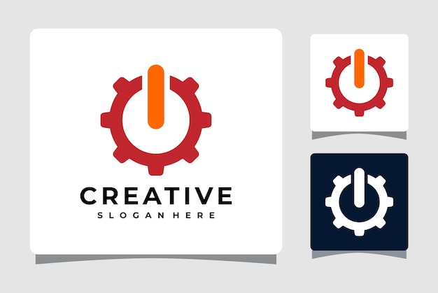 Power Button Gear Logo Template Design Inspiration