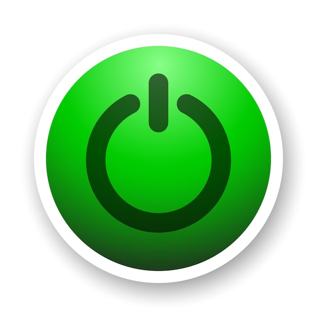 Power on button Green flat icon on white background