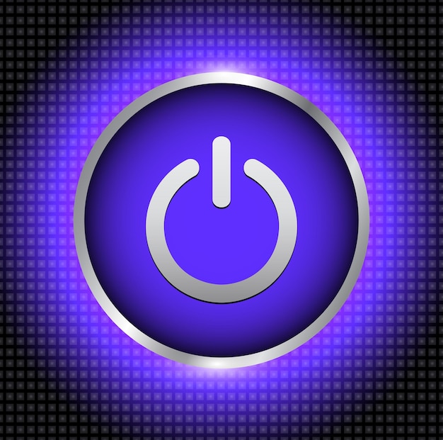 Vector power button ibackground purple 3d vector metallic