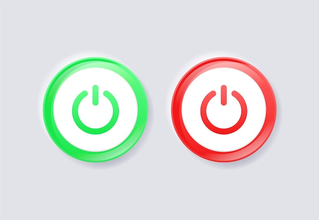 Power button icon in white neumorphism button form background press start switch turn on off icons