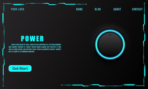 Power button on technology background technology concept for web banner template or brochure