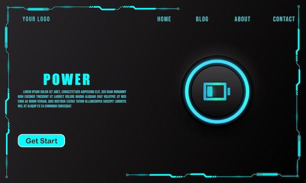 Power button on technology background technology concept for web banner template or brochure