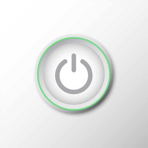 Power button with green line and shadow