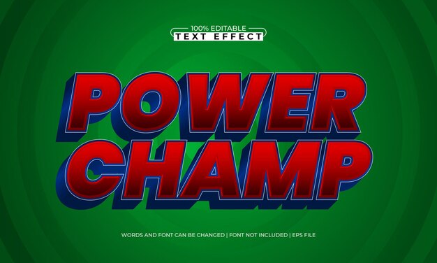 power champ editable text effect with a hero and power text style