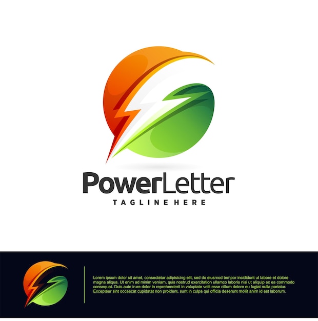 power circle logo with thunder sign in negative space