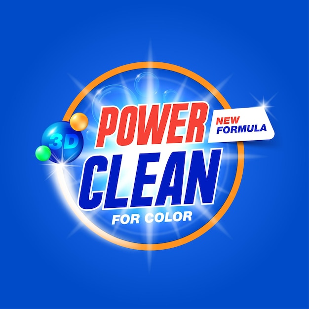 Power clean template for laundry detergent package design