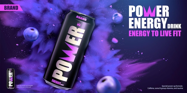 Vector power energy drink banner ad