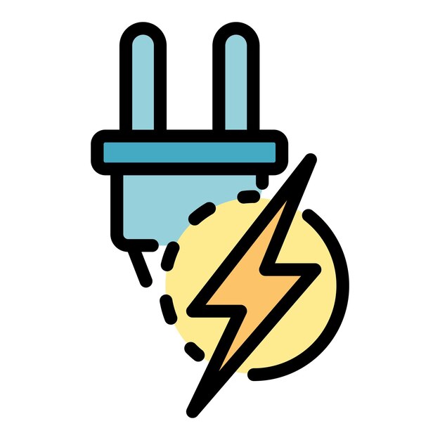 Power energy plug icon Outline power energy plug vector icon color flat isolated