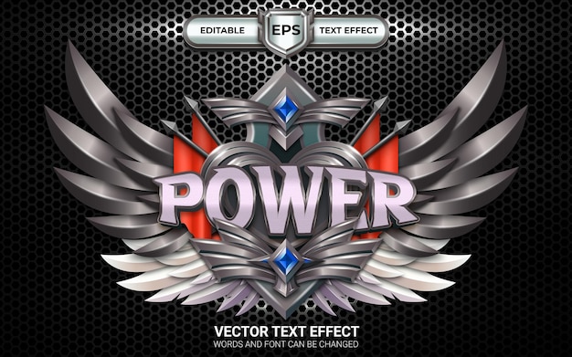 Power game badge with editable text effect