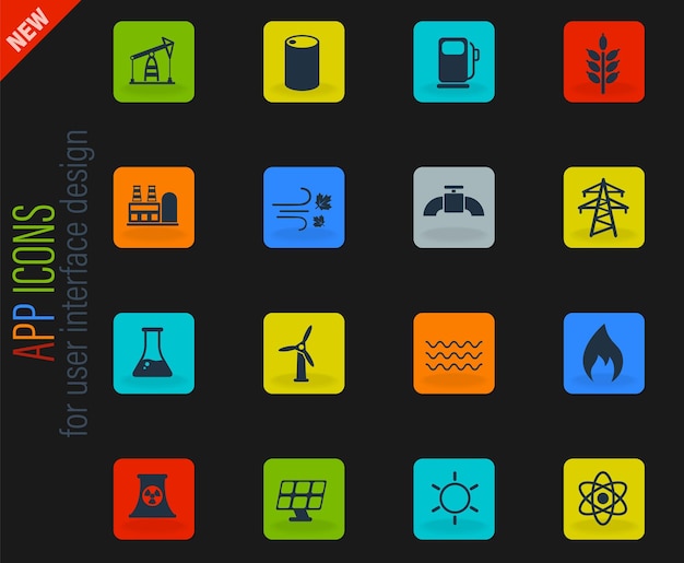 Set di icone per la generazione di energia