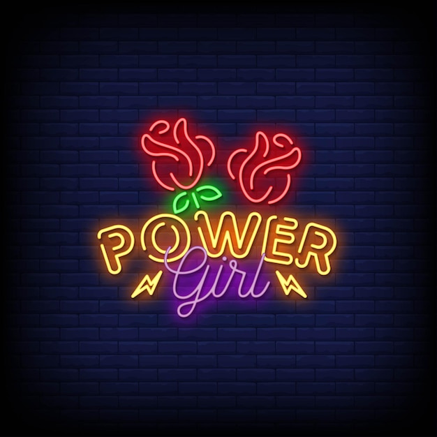 Power Girl Neon Signs Style Text