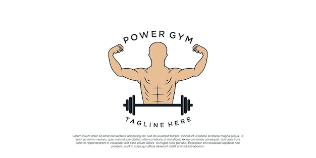 Power gym logo ontwerp uniek concept premium vector deel 2