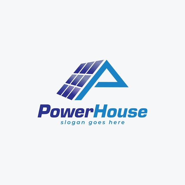 Power House and sun solar logo