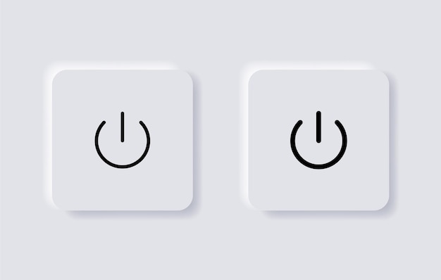 Power icon on off energy switch in neumorphism buttons or neumorphic style ui ux app icons