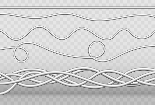 Cavi industriali di alimentazione.illustrazione di vettore. fili elettrici su uno sfondo trasparente.
