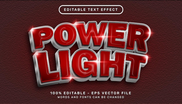 power light 3d text effect and editable text effect