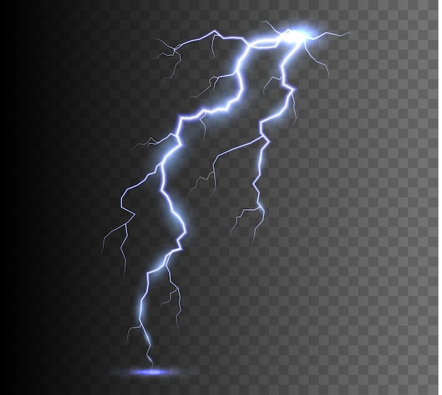 Vector the power of lightning and shock discharge, thunder, radiance. thunder bolt isolated.