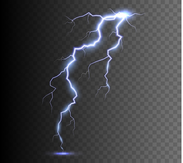 The power of lightning and shock discharge, thunder, radiance. Thunder bolt isolated.