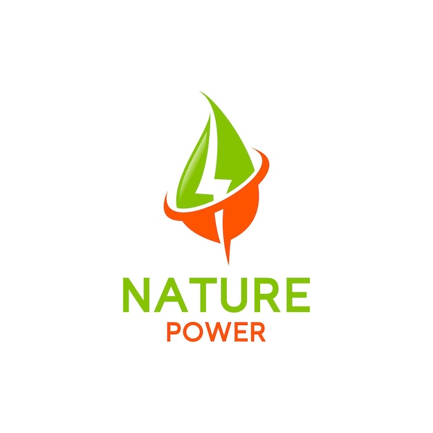 Power natuur blad Logo ontwerpsjabloon