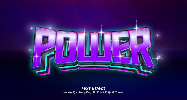 Power neon text effect editable 3d text style