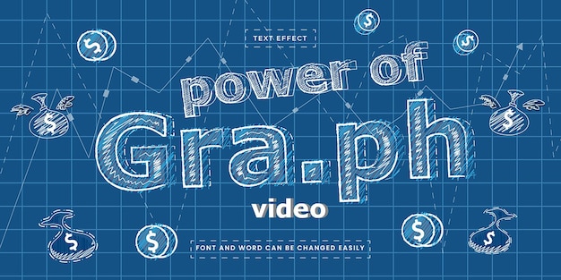 Vector power of graph-video geld teksteffect en krijteffect