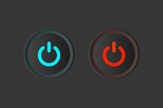 Power on off red and blue button icon set for vector illustration