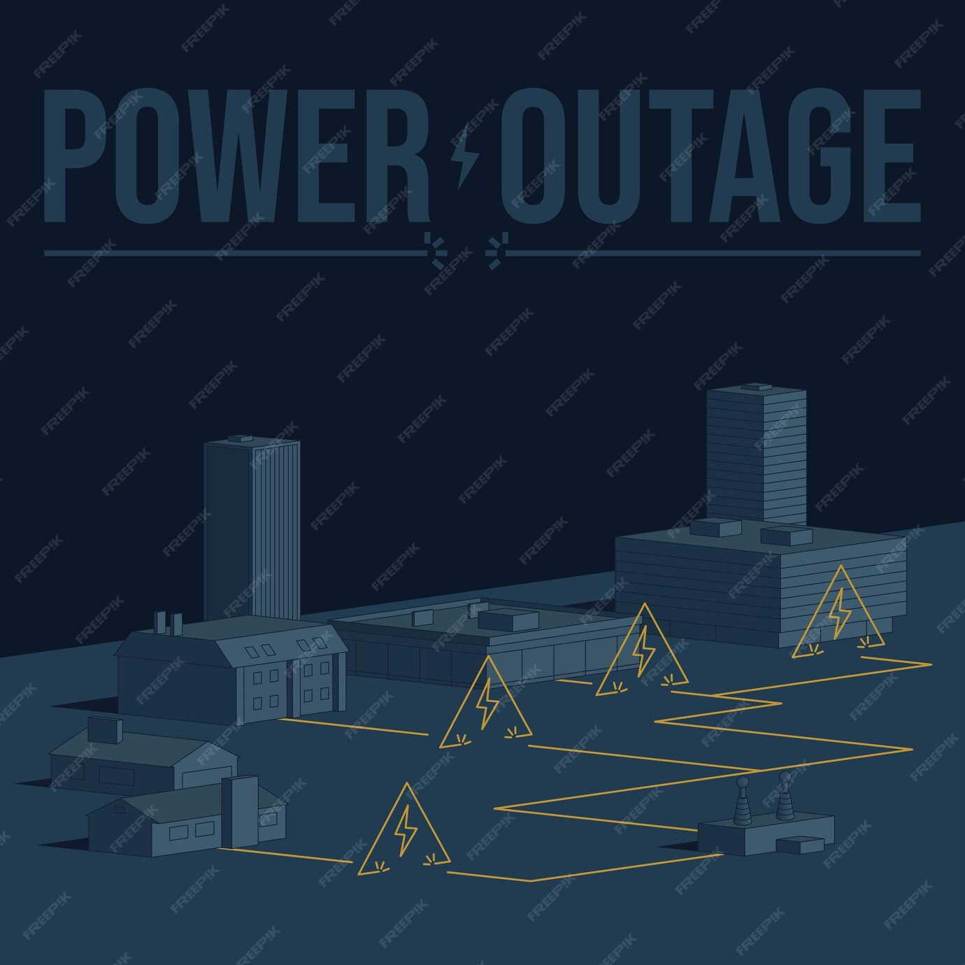 Premium Vector | Power outage alert retro poster in monochromatic