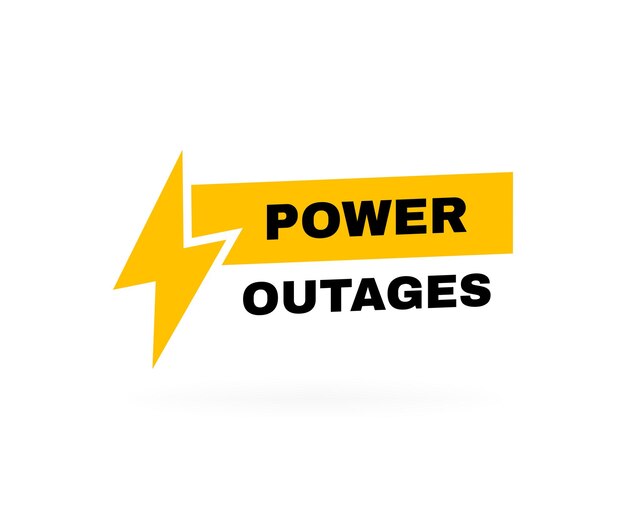 Power outages label Badge with lightning bolt Logo design Vector illustration