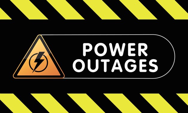 Vector power outages poster warning sign on black yellow background electricity triangle