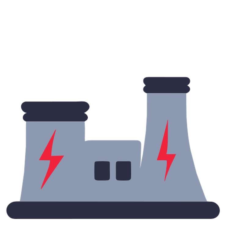 Vector power plant icon colored shapes